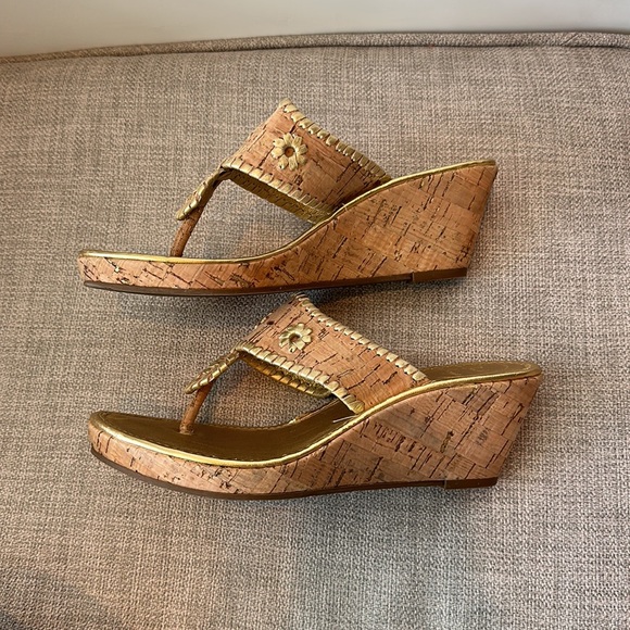 JACK ROGERS Raffia Wedge Mules | Heeled Mules | Thong Heels - Picture 2 of 3